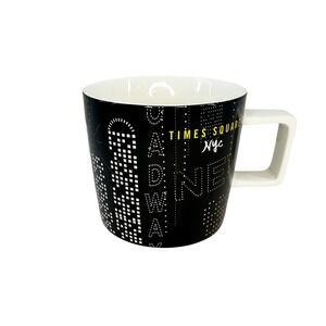 STARBUCKS Times Square NYC Ceramic Coffee Mug NWOT •‎ 14oz • black gold white